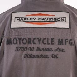 Harley-Davidson Men's Grey Orange Logo Patch S/S Woven Shirt (S29) New Arrivals