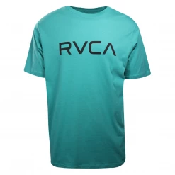 RVCA Men's Light Teal Classic Text Regular Fit S/S T-Shirt (S23)