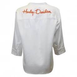 Harley-Davidson Women's Cream Orange L/S Woven Shirt (S04)