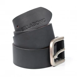 Billabong Men's Black Leather Matte Belt (S09)