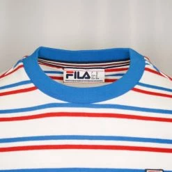 FILA Men's White With Red & Blue Striped S/S T-Shirt (180)