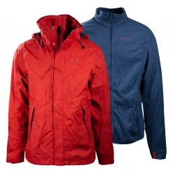 Quechua Men's Mars Red 3 In 1 Fleece Lined Canvas Full Zip Jacket