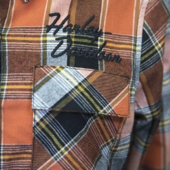 Harley-Davidson Women's Orange Black Yellow Plaid L/S Woven Shirt (S01) 15 Harley-Davidson Women's Orange Black Yellow Plaid L/S Woven Shirt (S01)