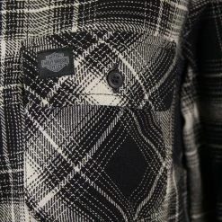 Harley-Davidson Women's Black Light Olive Grey Plaid L/S Woven Shirt