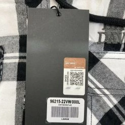 Harley-Davidson Women's White Black Plaid Hooded Flannel Shirt (S01)