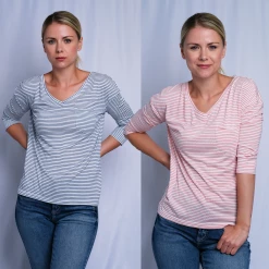 T-Shirts Roxy Women's Striped V-Neck L/S T-Shirt (S05)