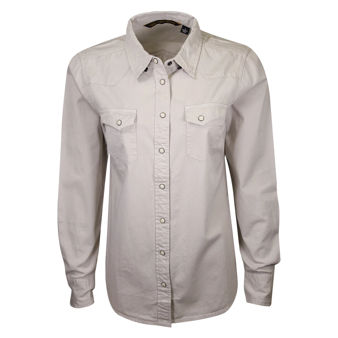 Harley-Davidson Women's Beige 1903 L/S Woven Shirt (S17) 9 Harley-Davidson Women's Beige 1903 L/S Woven Shirt (S17)