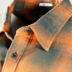 Wrangler Men's Apricot Orange Plaid L/S Woven Shirt (S01)