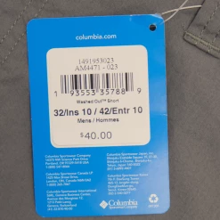 Columbia Men's City Grey Washed Out Short (023)