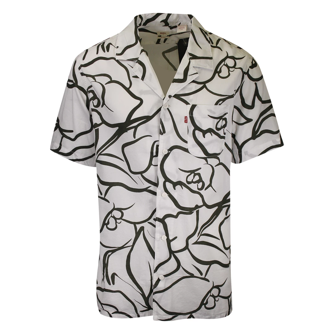 Levi's Men's Off White Olive Green Design S/S Woven Shirt (Retail $54.50) S07 3 Levi's Men's Off White Olive Green Design S/S Woven Shirt (Retail $54.50) S07
