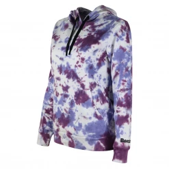 Bench Women's White Magenta Purple Tie Dye Regular Pullover Hoodie (4093)