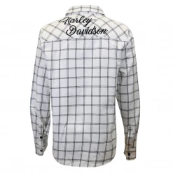 Harley-Davidson Women's White Black Check L/S Woven Shirt (S02)