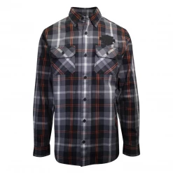 Harley-Davidson Men's Charcoal Red Plaid L/S Woven Shirt (S08)