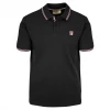FILA Men's Black Ribbed Button F-Box S/S Polo T-Shirt (S34) (Size S)