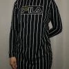 FILA Women's Black & White Stripe L/S T-Shirt Dress (S01)