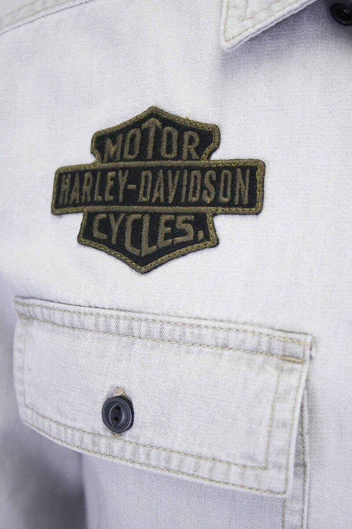 Harley-Davidson Men's Light Grey Denim L/S Woven Shirt (101) 6 Harley-Davidson Men's Light Grey Denim L/S Woven Shirt (101)