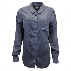 Harley-Davidson Women's Solid Grey Vertical Text L/S Woven Shirt (S04)