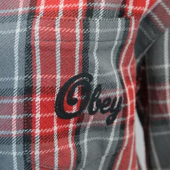 OBEY Women's Grey Red Black Plaid L/S Shirt (S04) Small 9 OBEY Women's Grey Red Black Plaid L/S Shirt (S04) Small