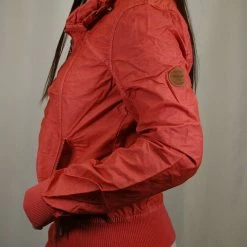 Clearance Bench Women's Pink Red Militaristic Zip-Up Jacket (Medium)