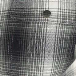 Carhartt Women's Black Grey White Plaid Snap On Button Sherpa Lined Shirt Jacket Long Sleeve