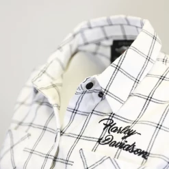 Harley-Davidson Women's White Black Check L/S Woven Shirt (S02)