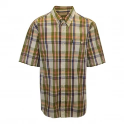 Beretta Men's Green Beige Orange Blue Red S/S Woven Shirt (Size 2XL)