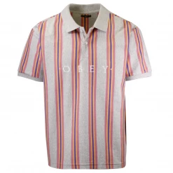 OBEY Men's Ashby Striped Button S/S Polo Shirt (S33)