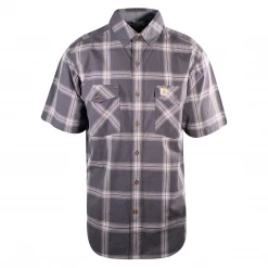 Carhartt Men's Grey Maroon White Lightweight Relaxed Fit S/S Woven Shirt (S12) New Arrivals