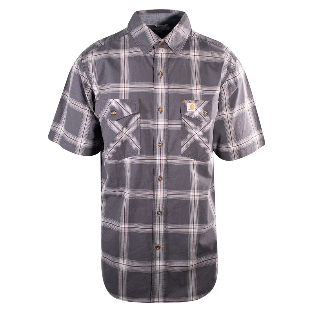 Carhartt Men's Grey Maroon White Lightweight Relaxed Fit S/S Woven Shirt (S12) New Arrivals 3 Carhartt Men's Grey Maroon White Lightweight Relaxed Fit S/S Woven Shirt (S12) New Arrivals