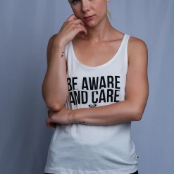 Tanks Roxy Women's Off White Be Aware And Care Sleeveless Tank Top (S03)