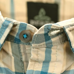PrAna Men's Beige Blue Brown Plaid S/S Woven Shirt (S09)
