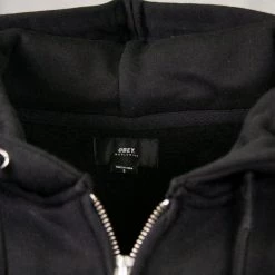 OBEY Men's Black Mock Neck 1/4 Zip Nouvelle L/S Pullover Hoodie (Size Small)