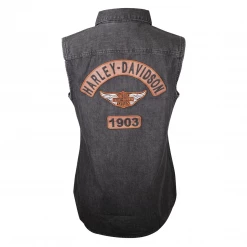 Harley-Davidson Women's Charcoal Vest W/ Back Logo Sleeveless Vest 24 Harley-Davidson Women's Charcoal Vest W/ Back Logo Sleeveless Vest