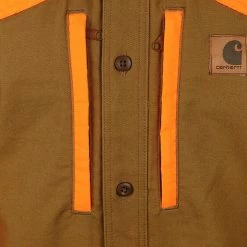 New Arrivals Carhartt Men's Brown & Orange Work Wear L/S Woven Shirt (S22)