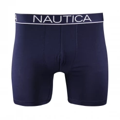 Nautica Men's 3 Pack Red, Blue Anchors, Navy Stretch Boxer Briefs (S02)