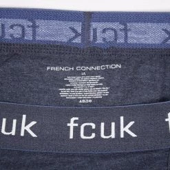 Mens FCUK Men's 3 Pack Grey, Navy Blue, Dark Grey Boxer Briefs (S12)