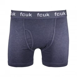 Mens FCUK Men's 3 Pack Navy Blue W/ Navy Blue Strap Boxer Briefs (S09)