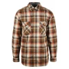 Carhartt Men's Brown Autumn Orange Cream Plaid Snap Front L/S Woven Shirt (S04) New Arrivals