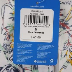 Columbia Men's White Color Trees Rapid Rivers II Printed S/S Shirt (104) (Size M)