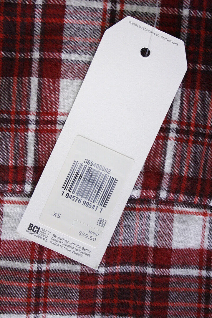 Levi's Women's Red White Maple Utility Plaid Cropped L/S Flannel Shirt (S01) 10 Levi's Women's Red White Maple Utility Plaid Cropped L/S Flannel Shirt (S01)