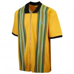 OBEY Men's Kelly Classic Vertical Striped Full Zip S/S Polo Shirt (S29)