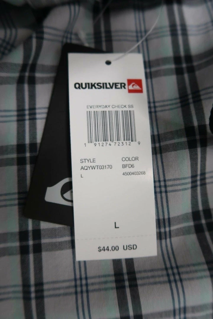 Quiksilver Quik Silver Men's Grey Everyday Check S/S Woven Shirt (Retail $44) Size Large 7 Quiksilver Quik Silver Men's Grey Everyday Check S/S Woven Shirt (Retail $44) Size Large