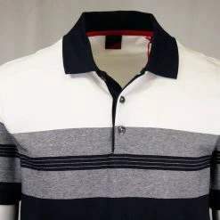 Bugatti Men's Premium Finish White Navy S/S Polo