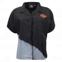 Harley-Davidson Women's Black Diagonal Paint S/S Woven Shirt (S02)