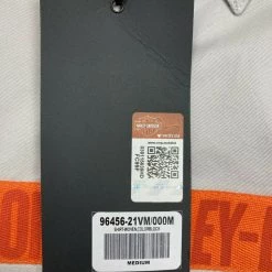 Harley-Davidson Men's Light Grey Black Orange Block S/S Woven Shirt (S14)