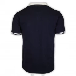 FILA Men's Navy Ribbed Button F-Box S/S Polo T-Shirt (S30) (Size XS)