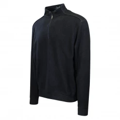 Mens Greg Norman Men's Heather Black Semi Mock Neck 1/3 Zip Sweater (S01)