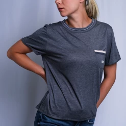 Roxy Women's Ribbed Collar Two Tone Pocket S/S T-Shirt (S10)