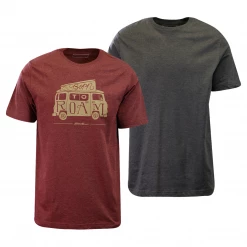 Eddie Bauer Men's 2 Pack Maroon Graphic & Dark Grey Crew S/S T-Shirt (S03) Mens