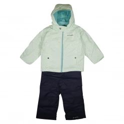 Columbia Girl's Mint Green Stripe Outgrown Frosty Slope 2PC Jacket & Bib Winter Set